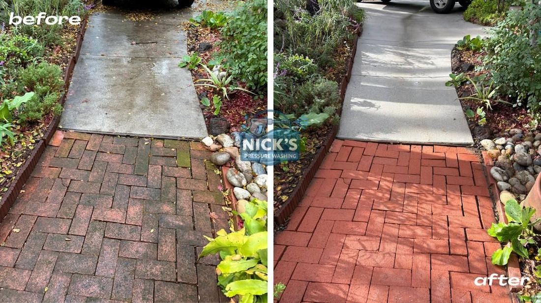Brick patio in San Mateo restored after DIY damage — properly cleaned by professionals